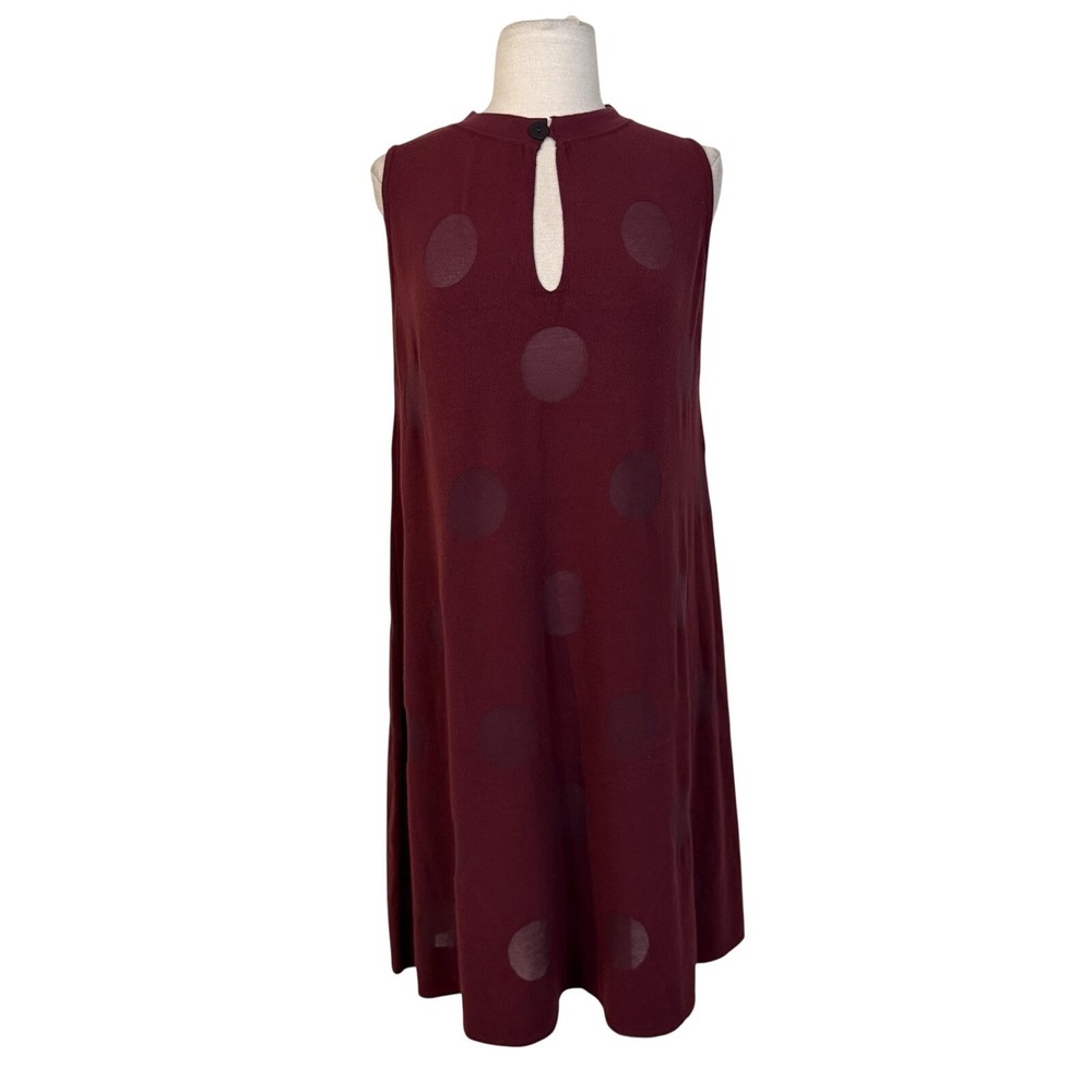 Sarah Pacini Sleeveless Trapeze Dress One Size Maroon Semi Sheer Lagenlook Italy